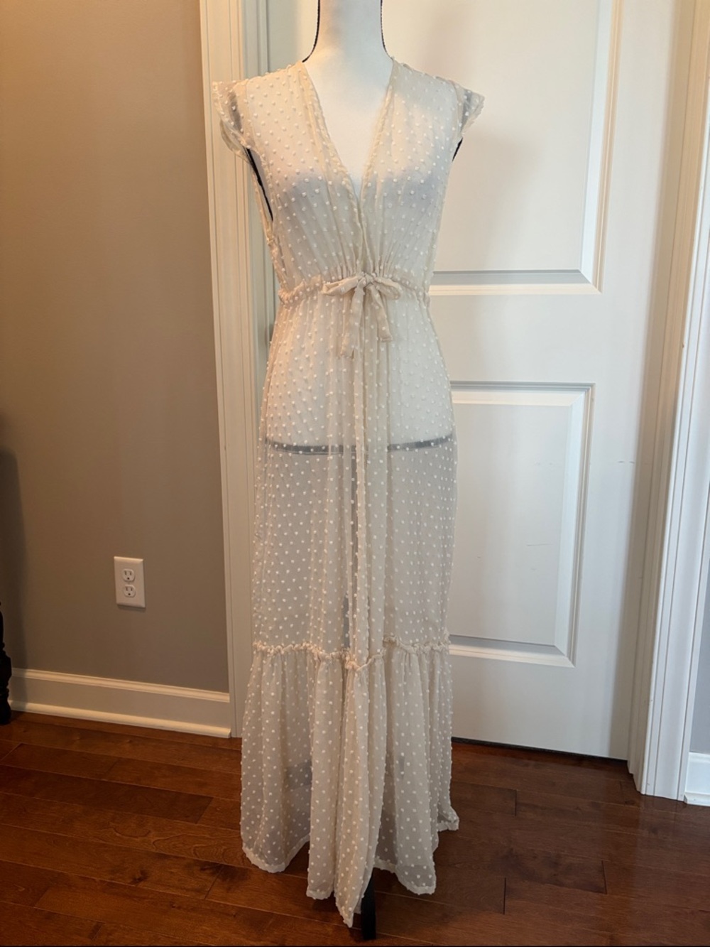 Angel Azul Swimwear Cream Polka Dot Cover-Up